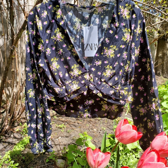 ZARA| FLORAL PRINTED CROP TOP - Picture 7 of 13